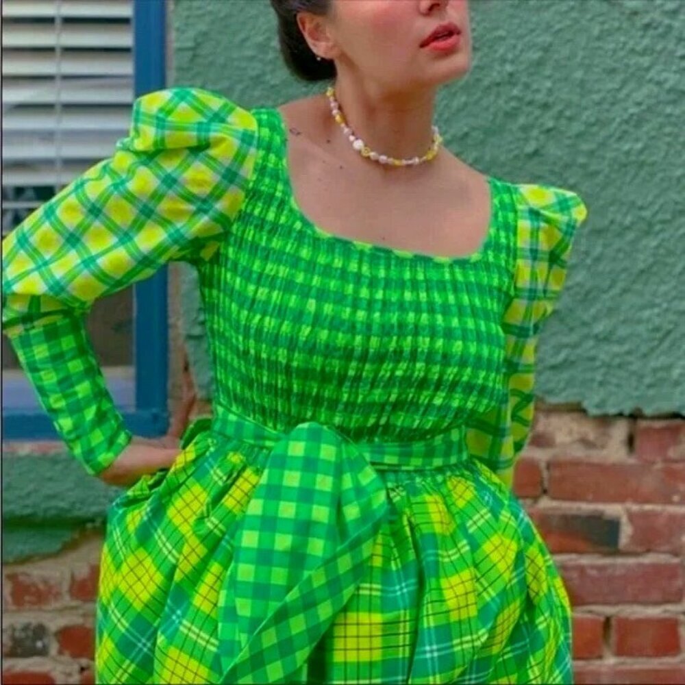 Christopher John Rogers X Target Green Plaid Dress RARE NWT size 6